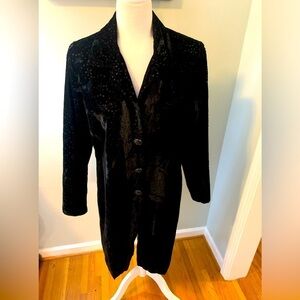 Taylor G Vintage black velvet coat, size M..